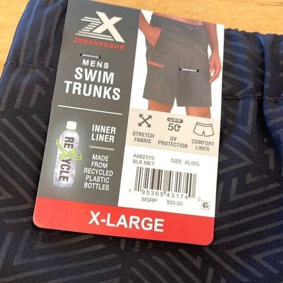 ZeroXposur Mens UPF 50+ Protection Quick Dry Swim Trunks Black Met X-Large NWT - Picture 5 of 5